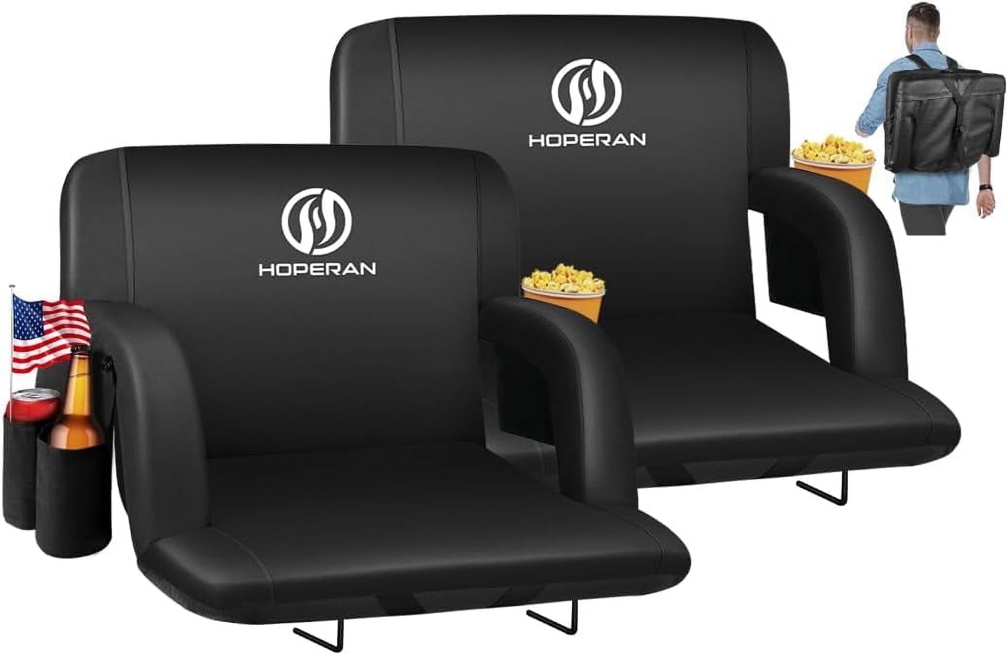 PNKKODW 25" 2PCS Stadium Seats for Bleachers with Back Support, Half-fold Portable Bleacher Chairs with Back and Cushion, 600D Waterproof Reclining Extra Wide Bleacher Seat for Outdoor Sports