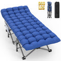 PNKKODW 32" XXL Folding Camping Cot for Adults, Max Load 900lbs Portable Sleeping Bed Cot with Mattress & Carry Bag for Outdoor Camping Home Office Nap Travel Guest, Blue Cot Blue Pad