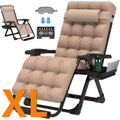 PNKKODW Oversized 29" XL Zero Gravity Chair w/Upgraded Lock and Wider Cup Holder,Removable Cushion&Headrest&Footrest, Camping Reclining Lawn Chair for Patio Outdoor Office,Beige