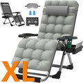 PNKKODW Oversized 29" XL Zero Gravity Chair w/Upgraded Lock and Wider Cup Holder,Removable Cushion&Headrest&Footrest, Camping Reclining Lawn Chair for Patio Outdoor Office,Gray