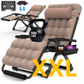 PNKKODW 33" XXL Zero Gravity Chair, Reclining Lounge with Removable Cushion & Headrest, Upgraded Lock, Footrest, for Indoor/Outdoor, Khaki