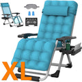 PNKKODW Oversized 29" XL Zero Gravity Chair w/Upgraded Lock and Wider Cup Holder,Removable Cushion&Headrest&Footrest, Camping Reclining Lawn Chair for Patio Outdoor Office,Light Blue