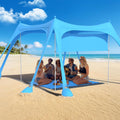 PNKKODW 10x10ft Beach Tent Canopy with Sidewall, Outdoor Sun Shelter with UPF 50+UV Protection, 8 Sandbags, for Camping, Fishing, Navy Blue
