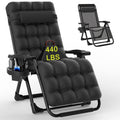 PNKKODW Zero Gravity Chair with Upgraded Alloy Steel Lock Removable Cushion Cup Holder, 440lbs Capcity Folding Patio Recline Lawn Chair for Indoor/Outdoor Use,Black