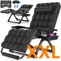 PNKKODW 33" XXL Zero Gravity Chair, Reclining Lounge with Removable Cushion & Headrest, Upgraded Lock, Footrest, for Indoor/Outdoor, Black