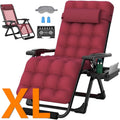 PNKKODW Oversized 29" XL Zero Gravity Chair w/Upgraded Lock and Wider Cup Holder,Removable Cushion&Headrest&Footrest, Camping Reclining Lawn Chair for Patio Outdoor Office,Wine Red
