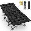 PNKKODW 32" XXL Folding Camping Cot for Adults, Max Load 900lbs Portable Sleeping Bed Cot with Mattress & Carry Bag for Outdoor Camping Home Office Nap Travel Guest, Gray Cot Black Pad