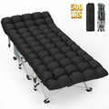 PNKKODW 28" XL Folding Camping Cot for Adults, Max Load 500lbs Portable Sleeping Bed Cot with Mattress & Carry Bag for Outdoor Camping Home Office Nap Travel Guest, Gray Cot Black Pad