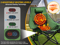 PNKKODW XL Oversized Heated Rocking Camping Chair, 3 Heat Levels Heated, Cup Holder, 600D Oxford, for Winter Outdoor, Green（With 20，000mAh Power Bank）