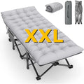 PNKKODW 32" XXL Folding Camping Cot for Adults, Max Load 900lbs Portable Camping Sleeping Cot Bed with Mattress & Carry Bag for Office Home Nap Outdoor Camping Travel, Gray Cot Gray Pad