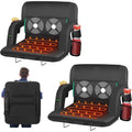 PNKKODW 2PCS 21in Heated Massage Stadium Seats for Bleachers with Back Support, Portable Stadium Chair with 6 Reclining Positions, Armrest, for Outdoor（NO BATTERY)