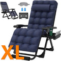 PNKKODW Oversized 29" XL Zero Gravity Chair w/Upgraded Lock and Wider Cup Holder,Removable Cushion&Headrest&Footrest, Camping Reclining Lawn Chair for Patio Outdoor Office,Blue