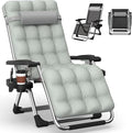 PNKKODW Zero Gravity Chair w/Removable Cushion & Cup Holder, Adjustable Lawn Recliner, 440lbs Capacity Gray