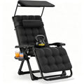 PNKKODW 26in Zero Gravity Chair with Canopy, Oversized Lounge Chair w/Removable Cushion, Folding Patio Recliner for Indoor Outdoor, Black