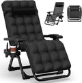 PNKKODW Zero Gravity Chair w/Removable Cushion & Cup Holder, Adjustable Lawn Recliner, 440lbs Capacity Black