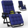 PNKKODW Zero Gravity Chair with Upgraded Alloy Steel Lock Removable Cushion Cup Holder, 440lbs Capcity Folding Patio Recline Lawn Chair for Indoor/Outdoor Use, Royal Blue
